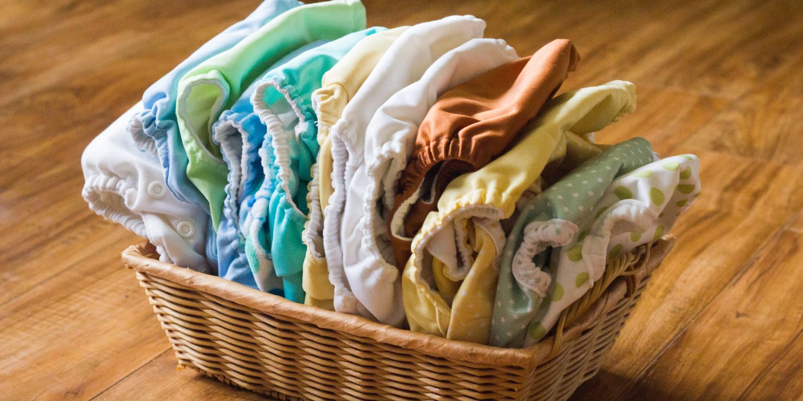 Cloth Diapers in a basket