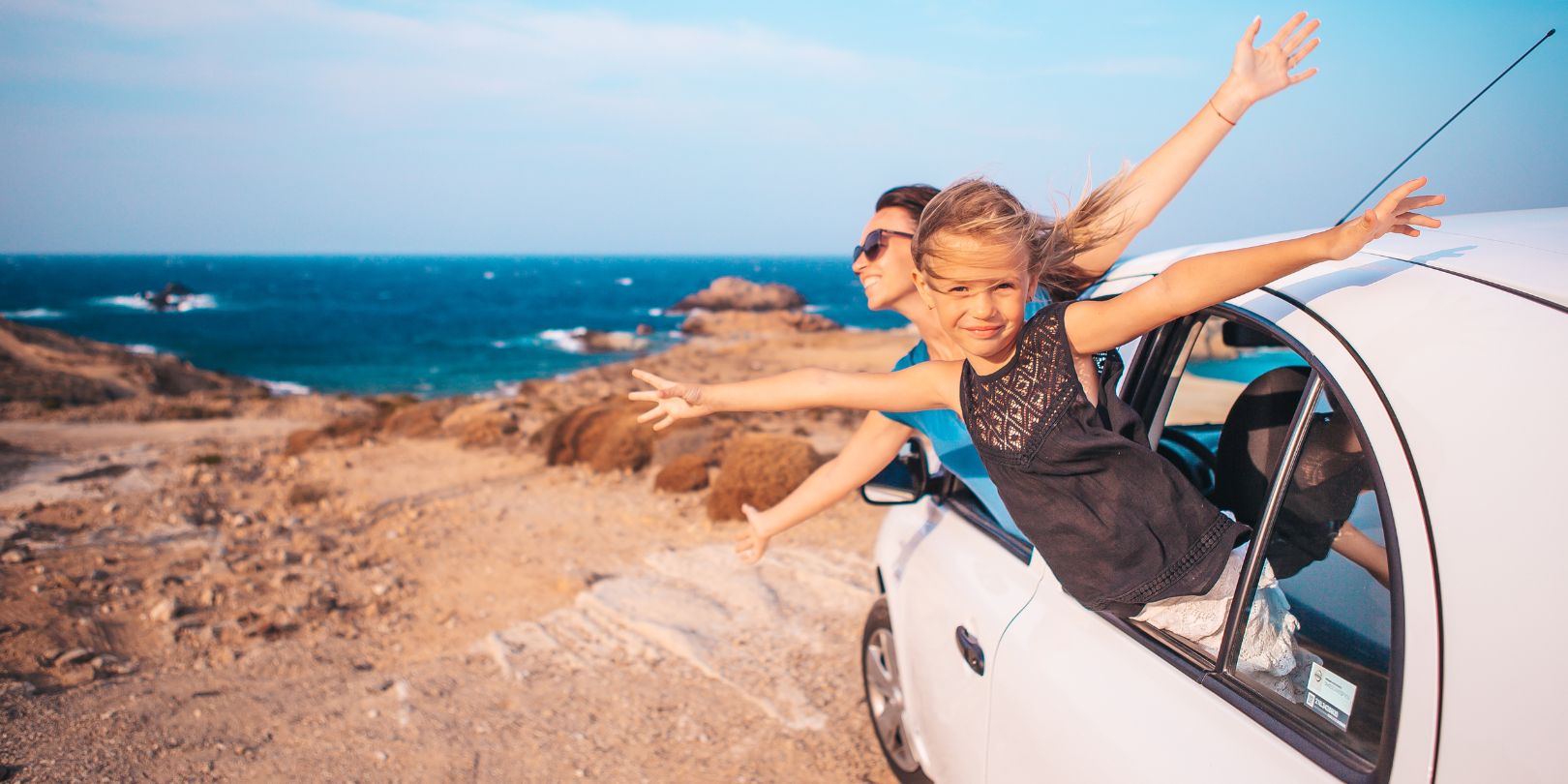 Family on Vacation Travel by Car. Summer Holiday and Car Travel Concept