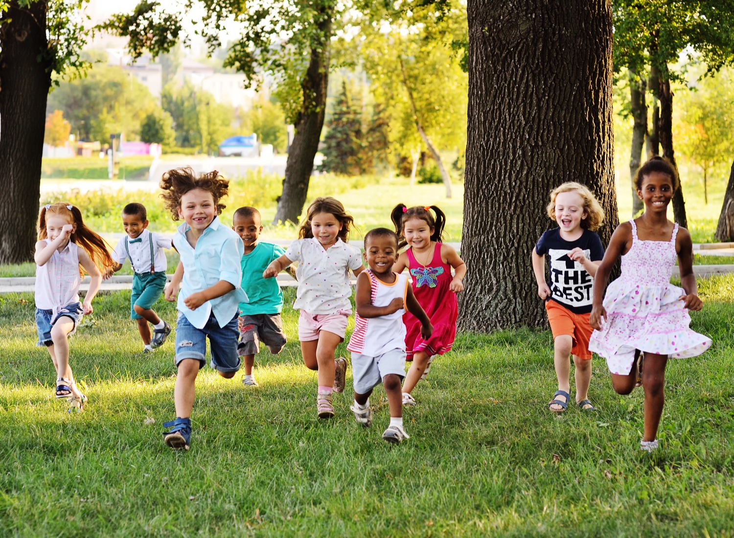 Kids running outside