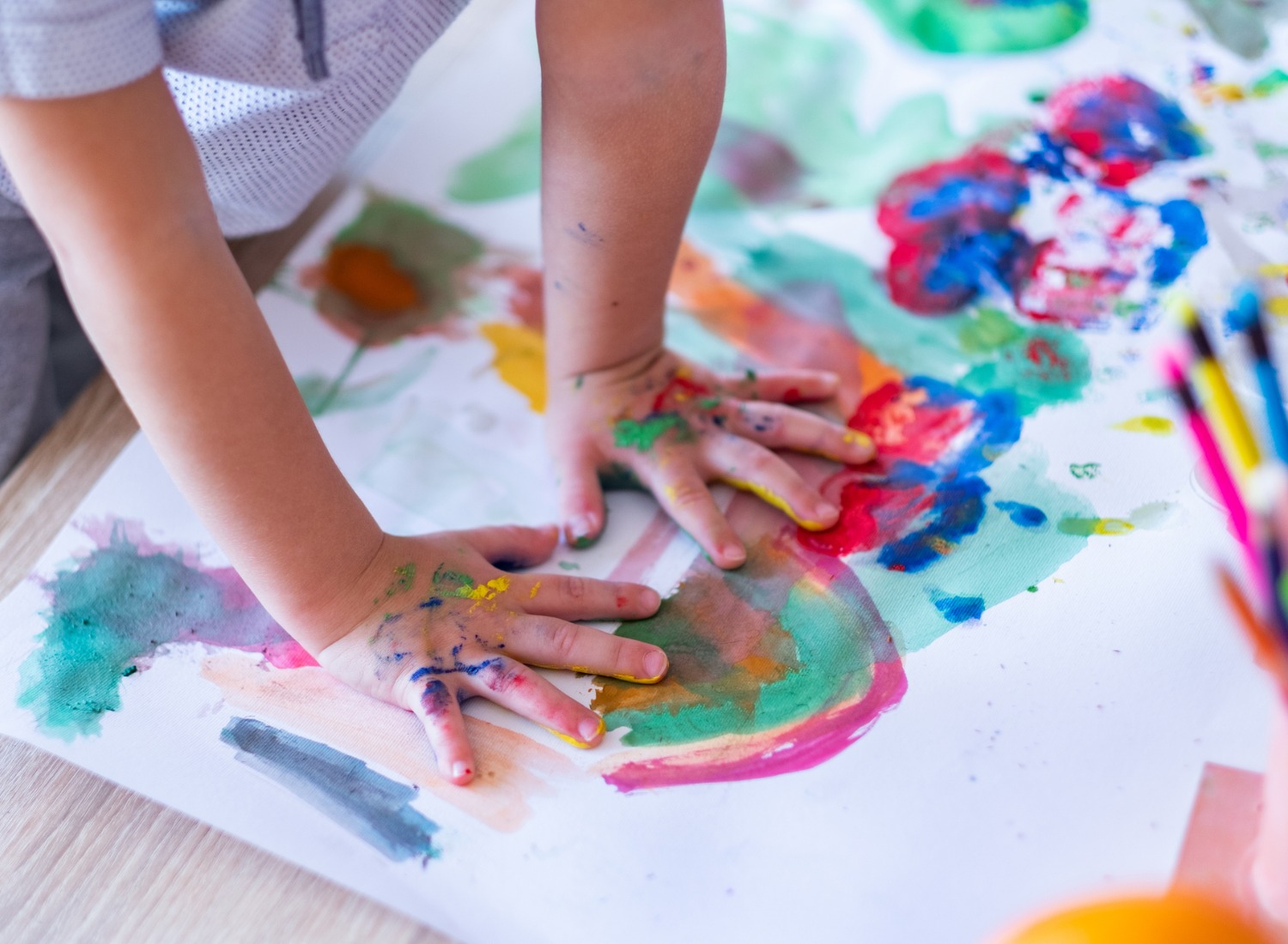 Child finger painting