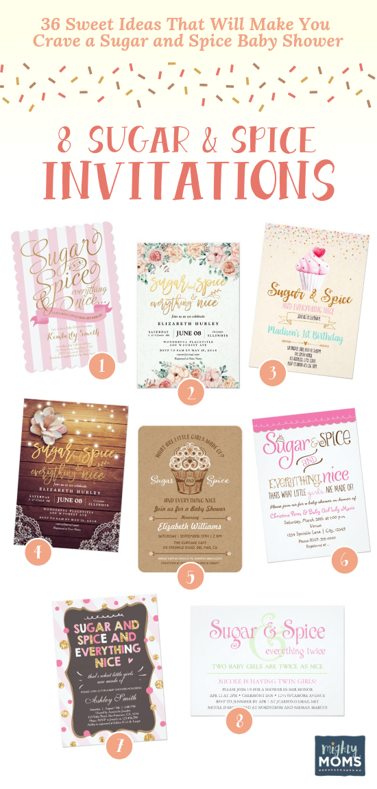 Sugar and spice baby shower invitation ideas - MightyMoms.club