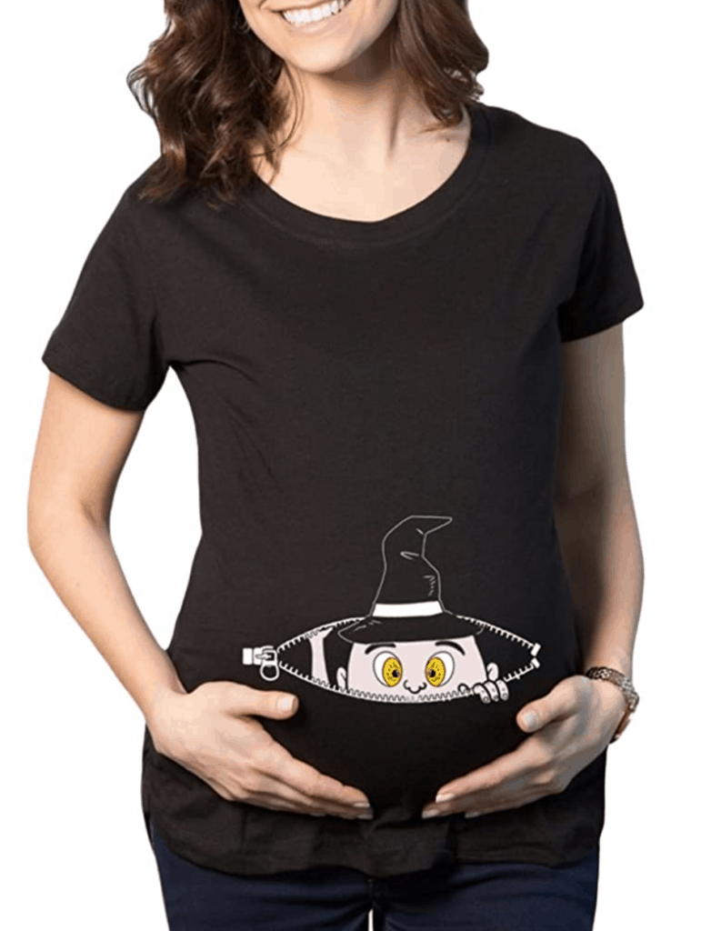 Peeking Witch Maternity Halloween Shirt